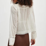 Y2K Boho Long Sleeve Lace Patchwork Button-down Tops 100% Cotton