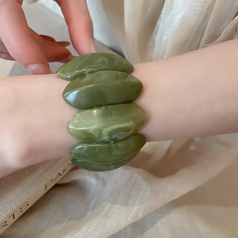 Smudged Oval Acrylic Elastic Bangles Bracelets