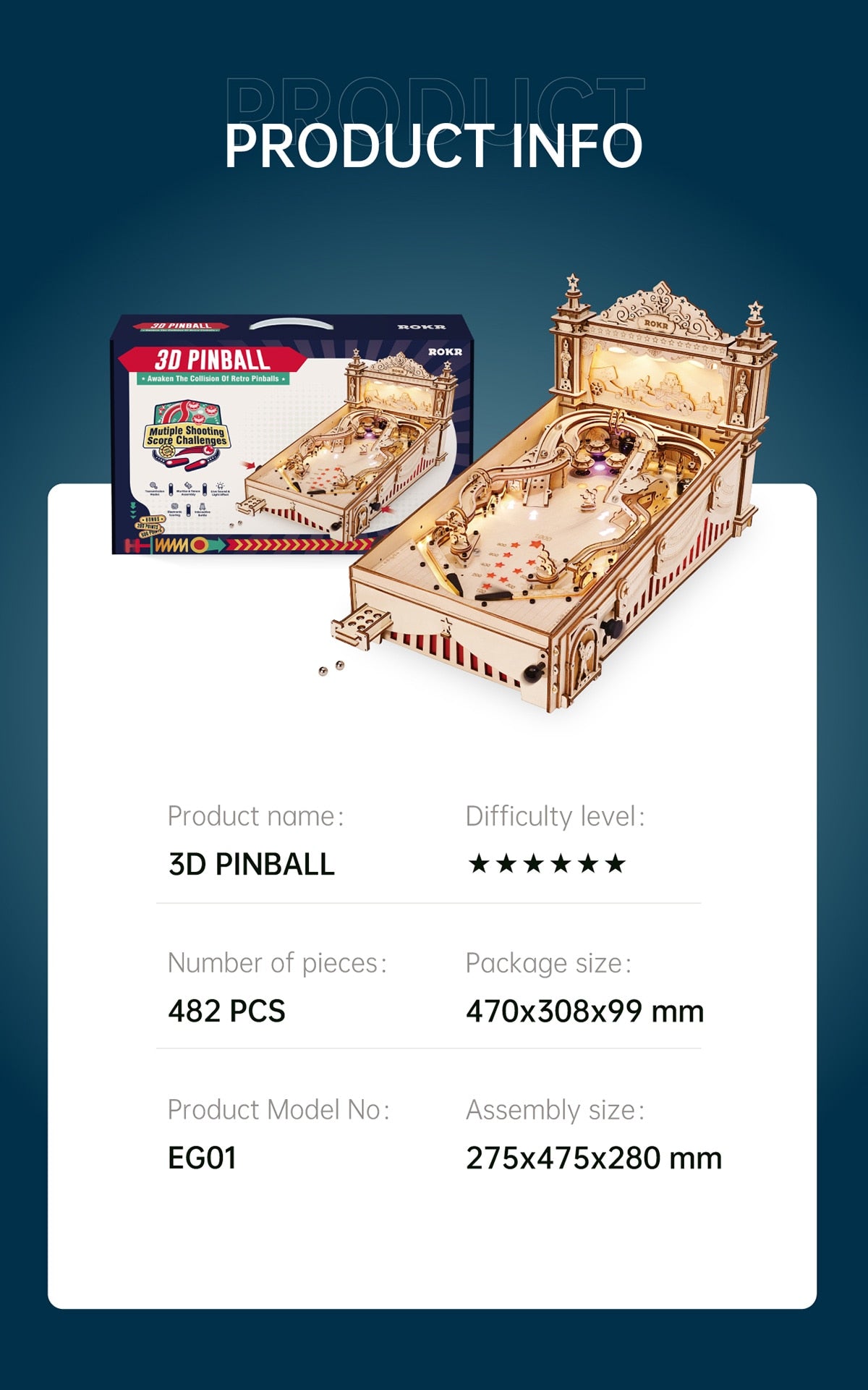 Pinball Machine DIY Wooden Model Kit