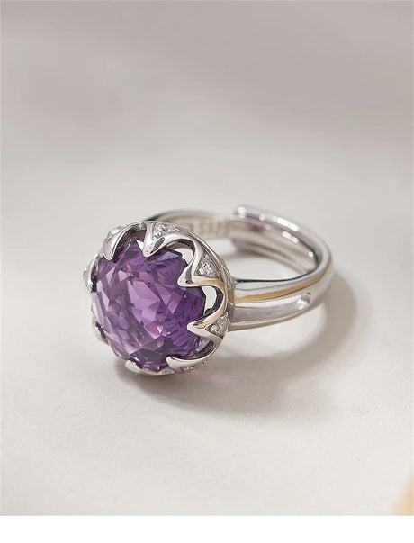Nymphaea's Jewel S925 Sterling Silver Ring Natural Amethyst Morganite Zircon