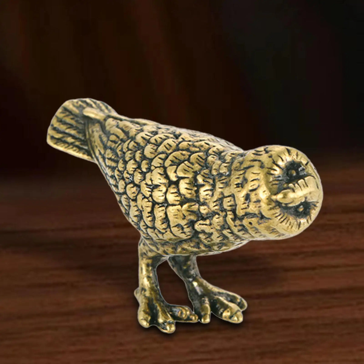 Curious Owl Figurine Brass Animal Desktop Figurine Tea Pet