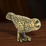 Curious Owl Figurine Brass Animal Desktop Figurine Tea Pet