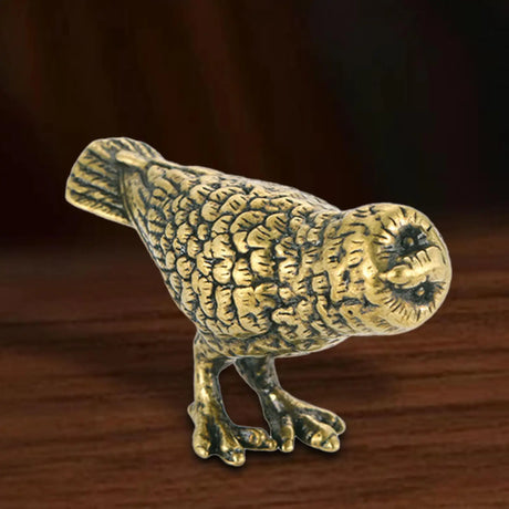 Curious Owl Figurine Brass Animal Desktop Figurine Tea Pet