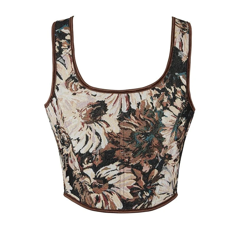 Meadow's Renaissance Lace Up Boned Floral Corset