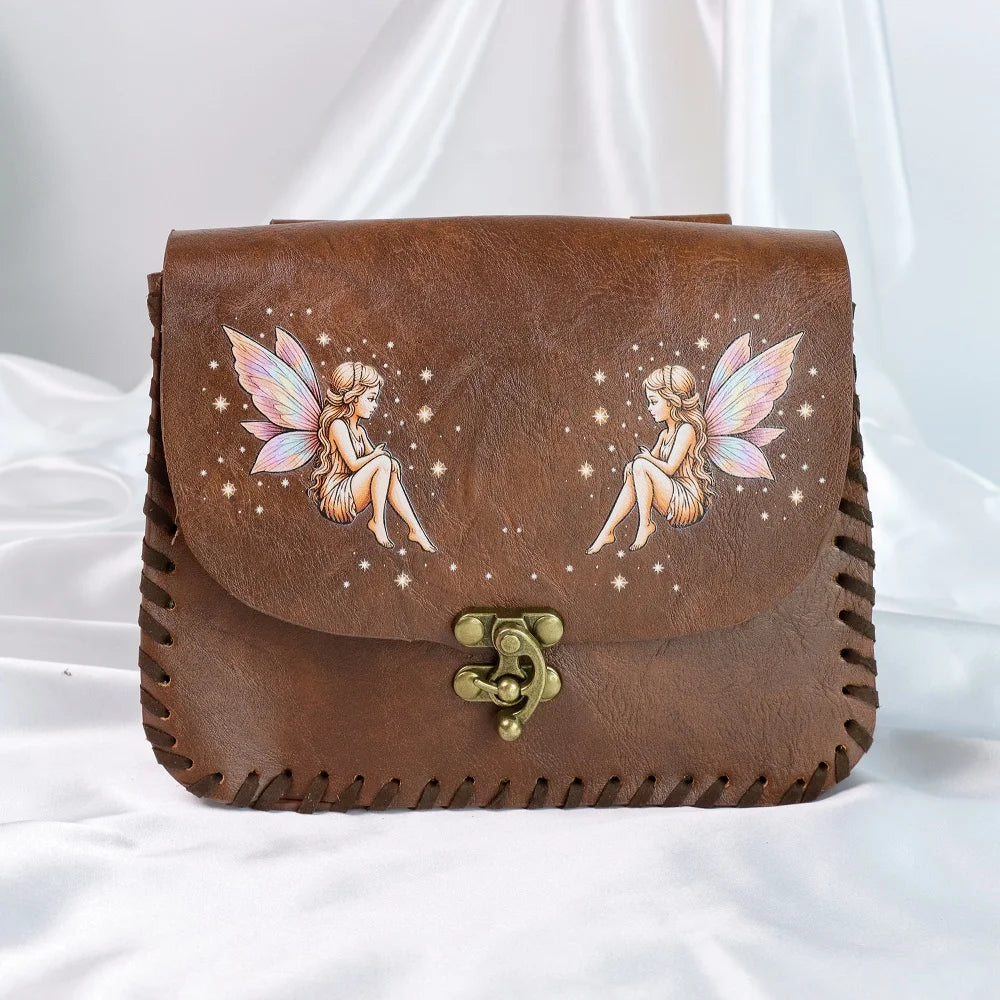 Luna Moths Fairy Printed Faux Leather Belt Pouch Medieval Elf Renaissance Wizard Cosplay Coin Purse