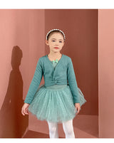 Plush Girls Ballet Wrap Tops Long Sleeve Dance Warm Up Sweater
