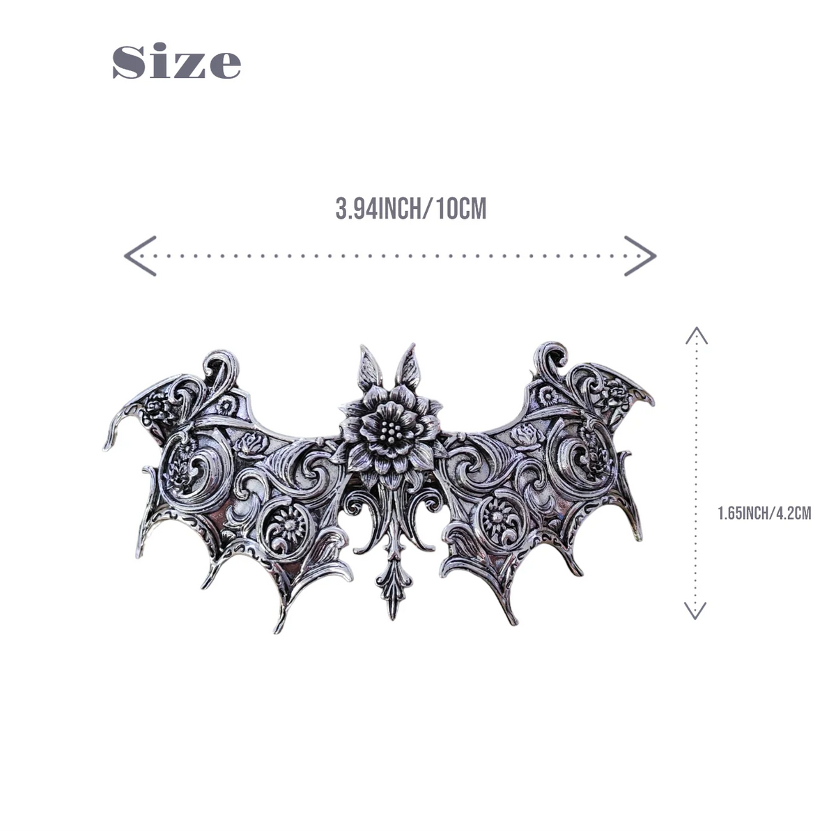 Gothic Floral Bat Hair Barrette Clip