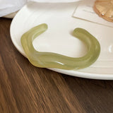 Smooth Round Acrylic Cuff Bangles Vintage Style Jelly Coloyr Smudging Wide Resin Bracelets
