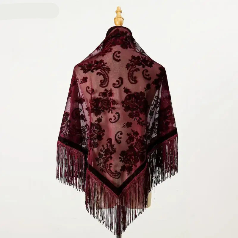 140X70 Cm Velvet Shawl Tassel Scarf Pashmina Stole