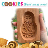 Easter Christmas Wooden Cookie Mould Gingerbread Embossing Stamp Baking Tools