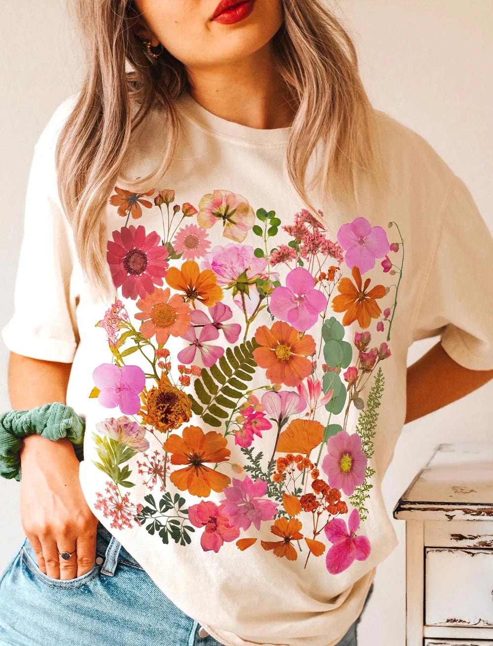Pressed Flower T-shirt Nature Lover Tee Gardener Gift