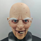 Bald Old Man Mask Full Head Latex Scary Grandpa Halloween Horror Party Cosplay Costume Prop