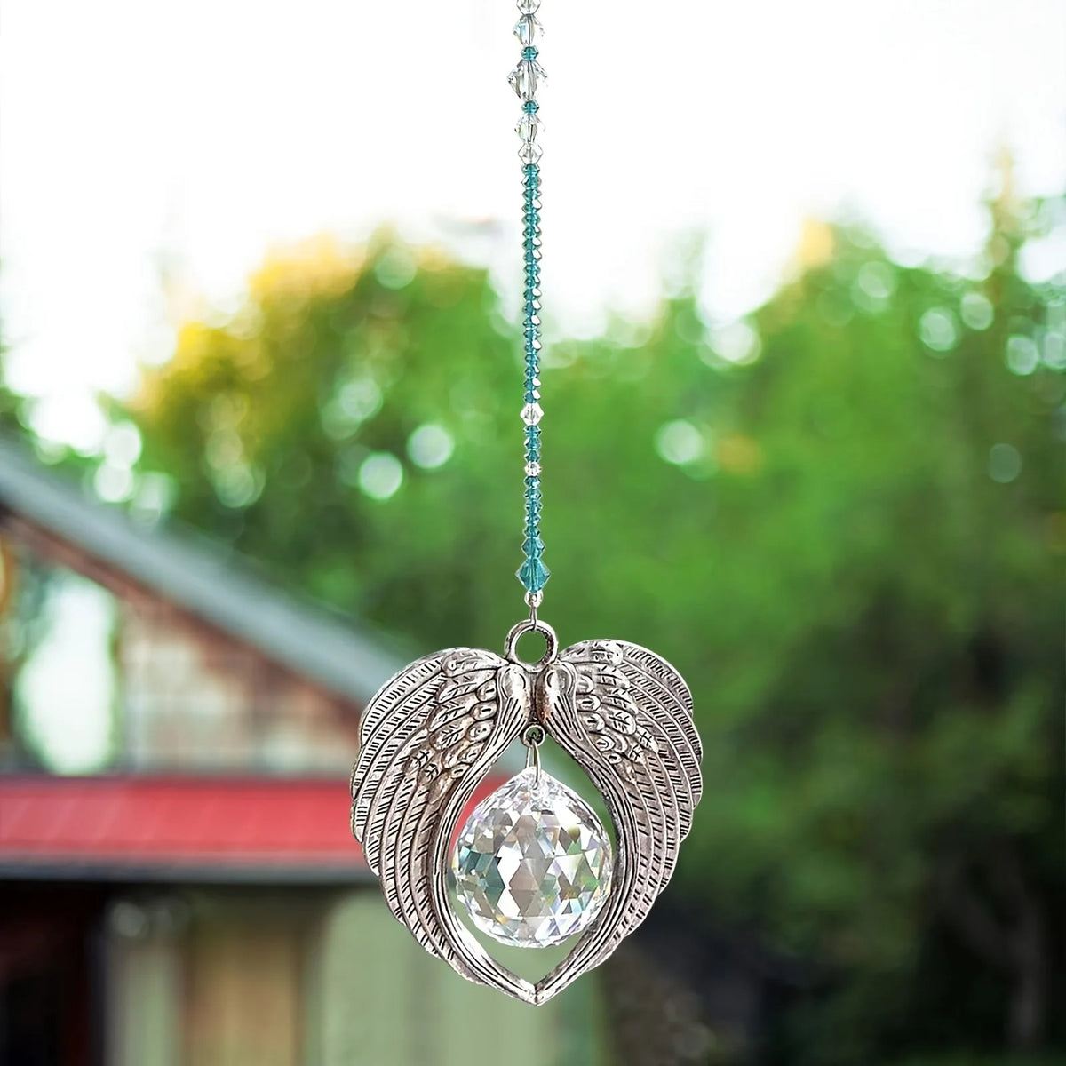 Angel Wing Suncatcher Crystal Pendant Rainbow Maker with Beads