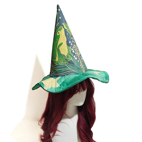 Mint Green Nouveau Moon Frog Witch Hat