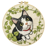 Cat in Ivy DIY Embroidery Kit for Beginners