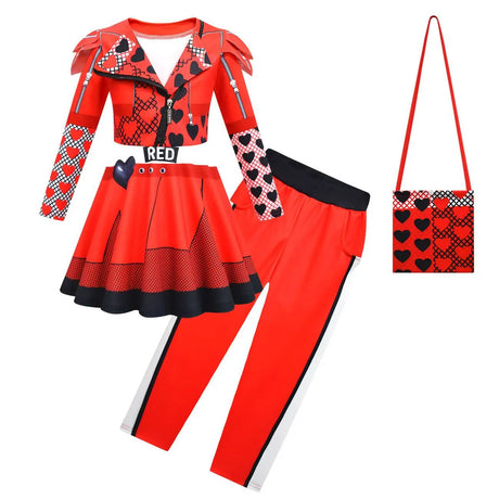 Descendants Red Costumes Girl Halloween Costumes The Rise of Red Cosplay Dress  3-12Y