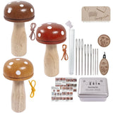 Wooden Mushroom Darning Kit Loom Complete Craft Supplies Sock Repair Kit Mending Tool For Embroidery DIY Crafts Clothes Fabric