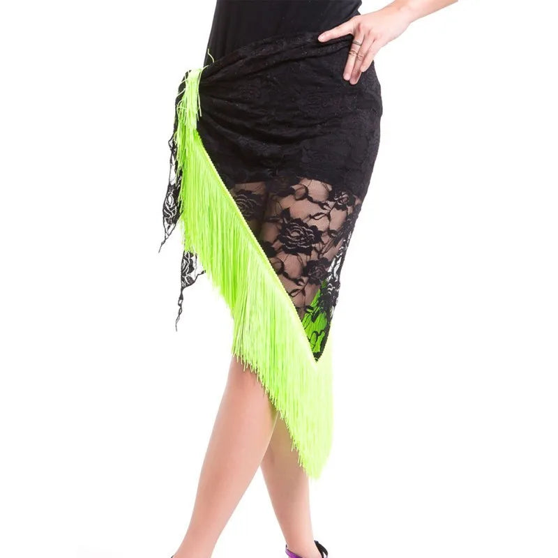 Flamenco Lace Shawl Tassel Hip Triangle Scarf Latin Dance Hip Belly Dance Wear