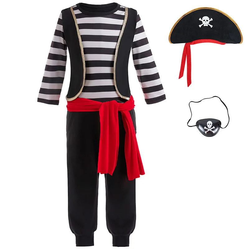 Pirate Halloween Boys Cosplay Costume Kids Role-playing Stage Play