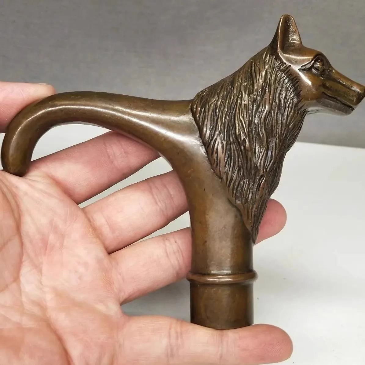 Wild Wolf Victorian Walking Stick Gun Bronze Head Cane Handle