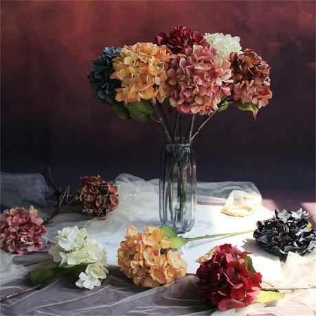 One Bundle Autumn Silk Hydrangea Home Decorative Bridal Bouquet Artificial Flowers