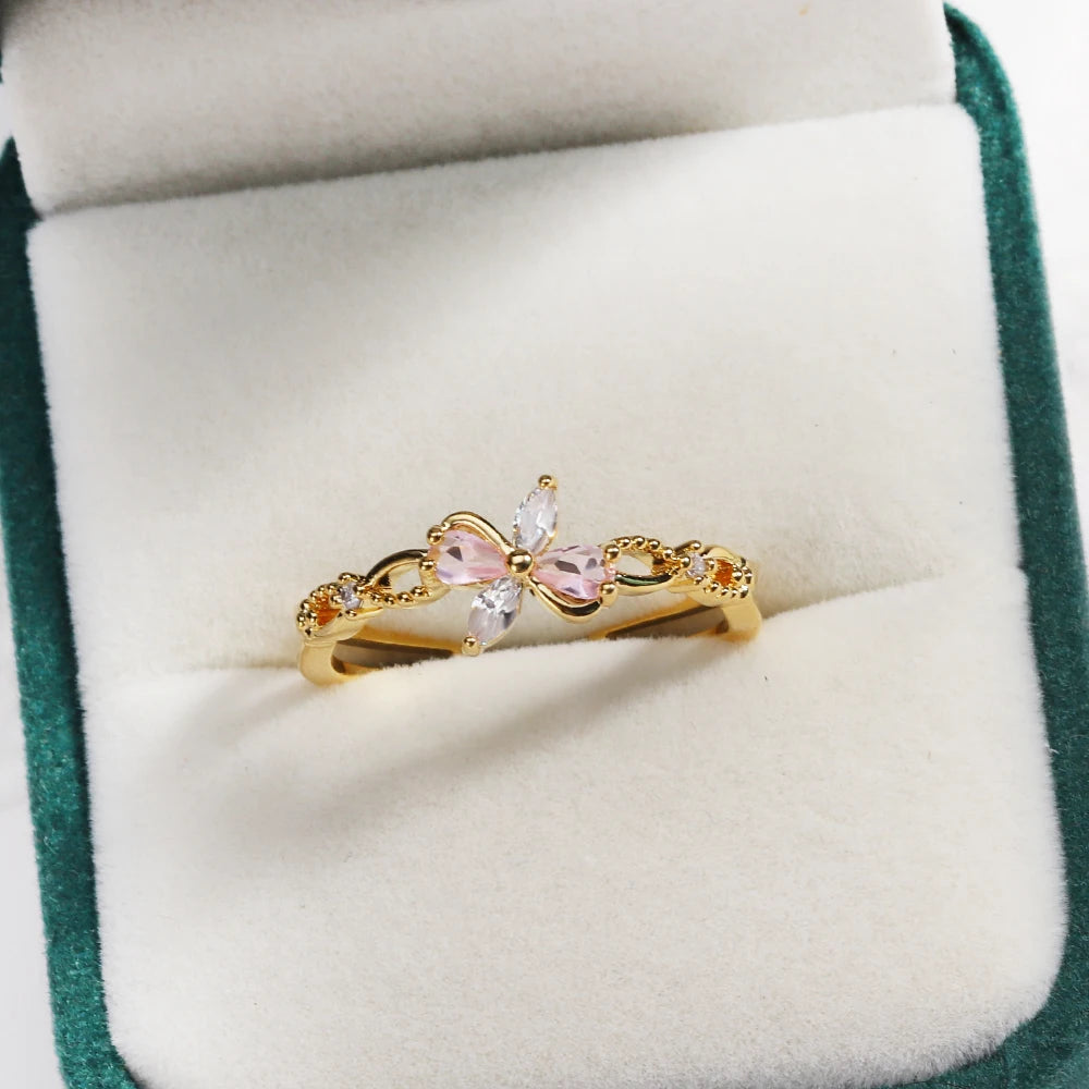 Sweet and Dainty Colourful Zircon Rings Gift Idea