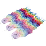 Ombre Rainbow 24 Inch Synthetic Hair Wave Braiding Hair Extensions