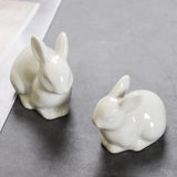 Miniature White Rabbit Easter Bunny Figurine Home Decor