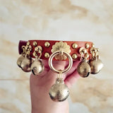 Barone Bettino's Handmade Dog Collar Brass Bells Genuine Leather