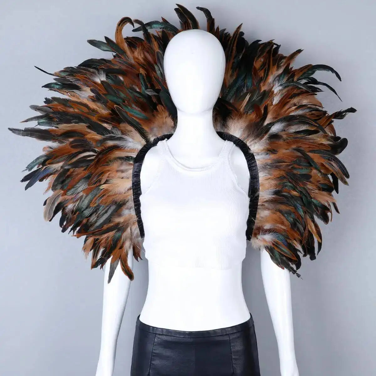 Rainbow Carnival Feather Cape Collar Shrug Mardi Gras Festival Wear