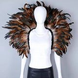 Rainbow Carnival Feather Cape Collar Shrug Mardi Gras Festival Wear