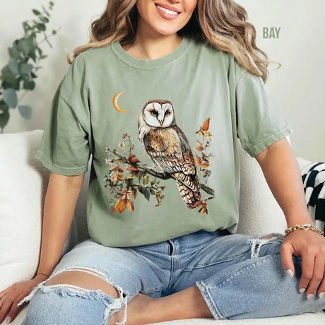 Cottagecore Owl T-shirt Floral Whimsigoth Forest Tee
