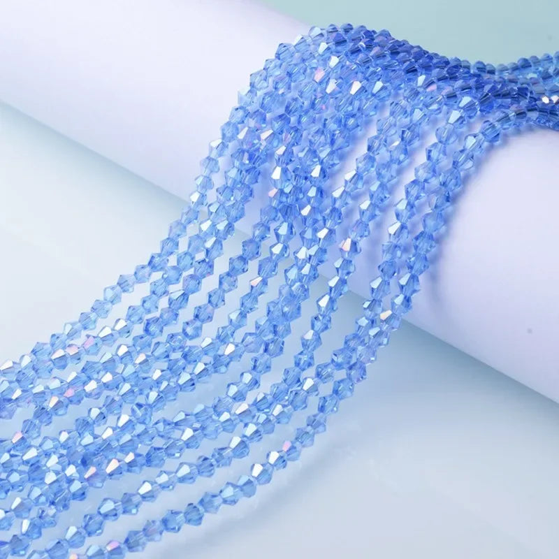 3/4/6mm Rainbow Austria Bicone Crystal Beads AB Colour Faceted Glass Beads for DIY Jewellery Making