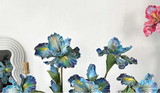 Irises Oil Painting Stylised 45cm Artificial Flower EVA Velvet Feel