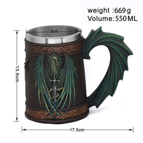 Green Dragon Drinking Mug Beer Stein Tankard 17 oz
