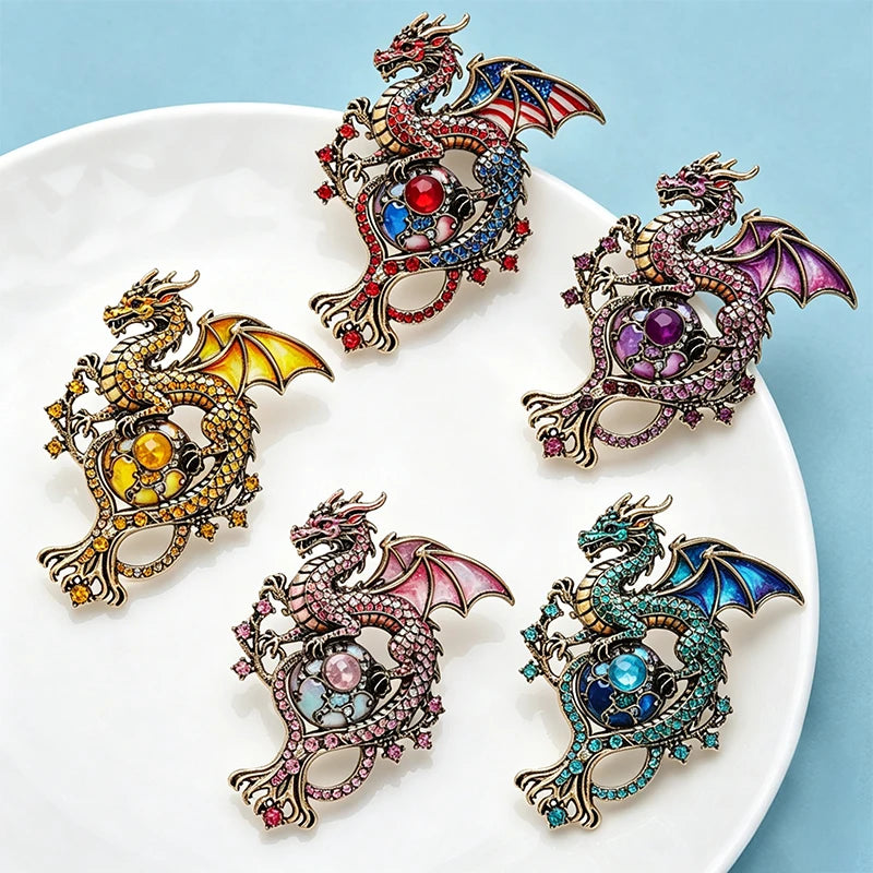 Magical Dragon Brooches 5 Colours