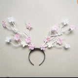 Forest Goddess Headwear Antler Deer Flower Crown Headbands Long Branches Photo Shoot Props