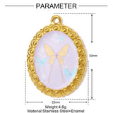 3pcs/Lot Enamel Dove Butterfly DIY Charm Pendants Stainless Steel Jewellery Findings