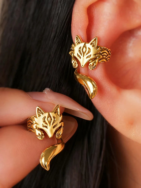 Fox Ear Cuffs Non-piercing Clip Earrings