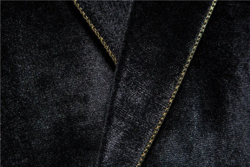 Plush Velvet Suit Two-piece Mens Party Suits Double Breasted Tuxedo Blazers & Pants