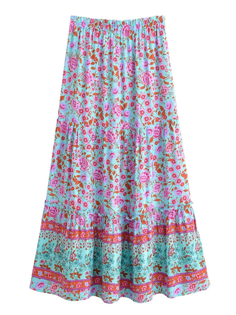 Franny's Wild Floral Print Boho Skirt with Pockets