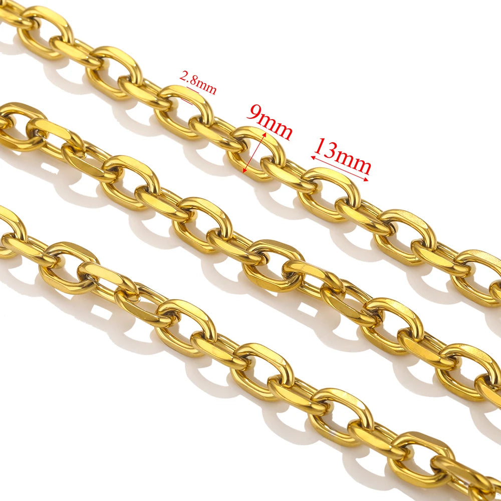 1meter PVD Gold Plated Stainless Steel Thick Large Heavy Chains Necklace Bracelet DIY Jewellery Making Finding