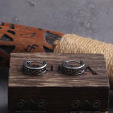 Viking Rune Huggie Hoop Earrings for Men Stainless Steel with Wooden Box