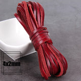1/2/3/4/5/6/8mm 2 meter Red Coffee Genuine Leather Cord Flat/Round Rope DIY Jewellery Making