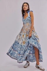 Ari's Boho Maxi Dresses 9 Colours Vintage Floral Print Summer Dress