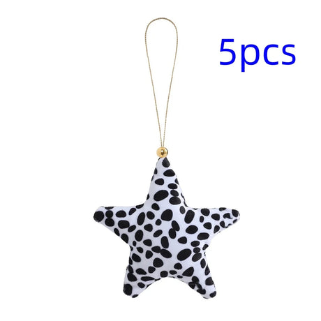 5pcs Christmas Velvet Star Ornaments Xmas Tree Hanging Decorations