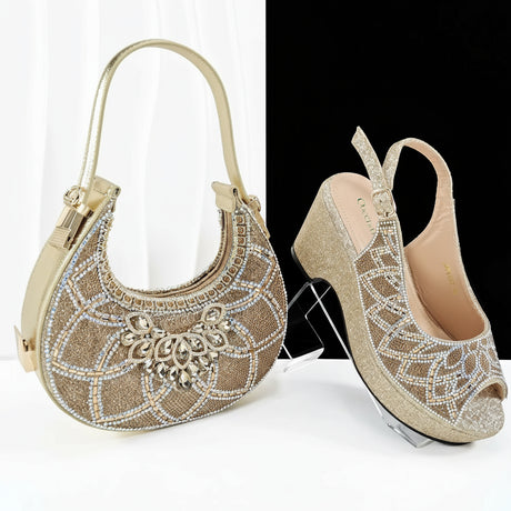 Patty's Peep Toe Shoes and Matching Bag Comfortable Party Shoes Platform Flats