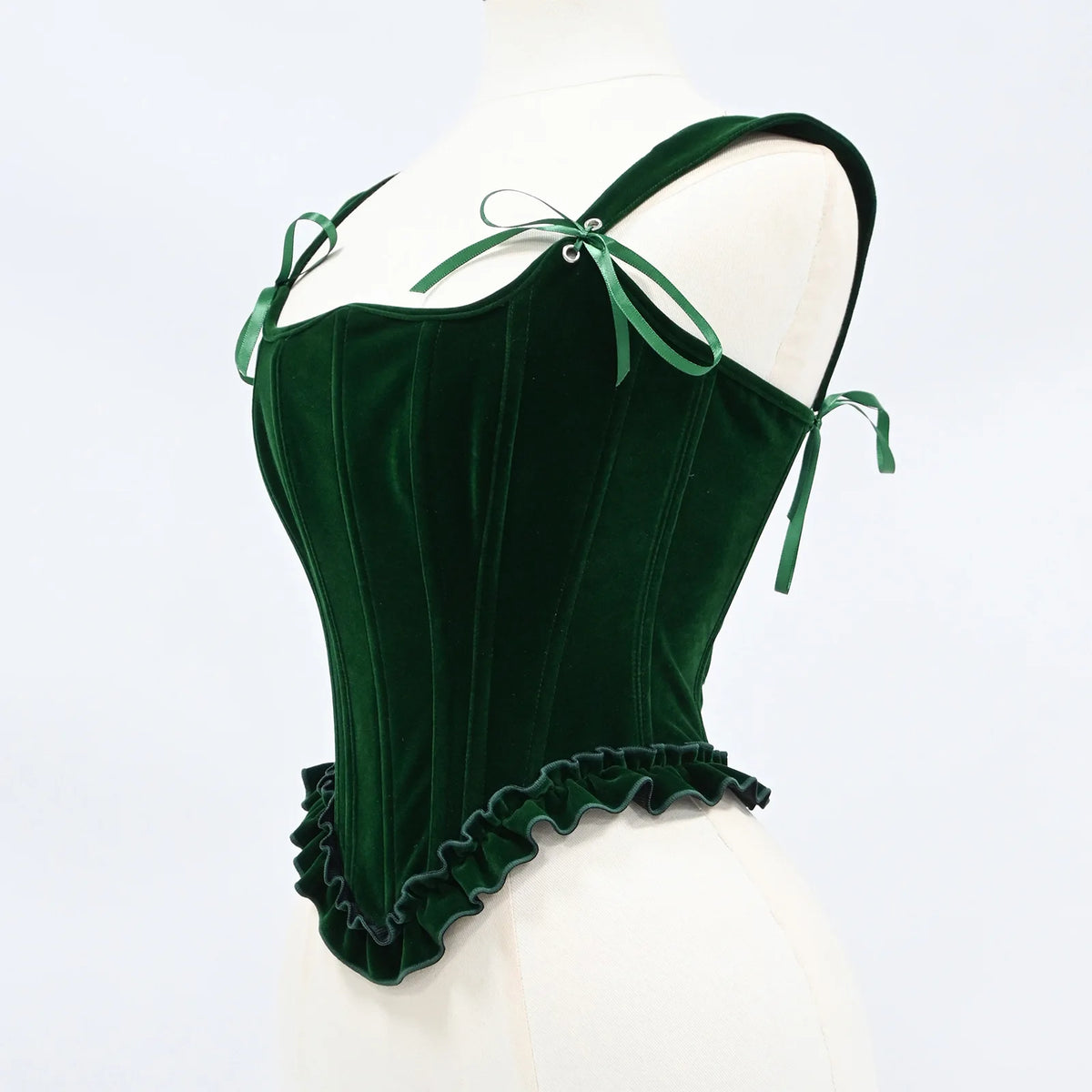 Delphine's Velvet Corset Over Bust Lace Up Boned Bodice 4 Colours