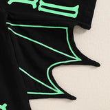 Glow In The Dark Baby Halloween Bat Costumes Long Sleeve Jumpsuit with Hat 0-24M