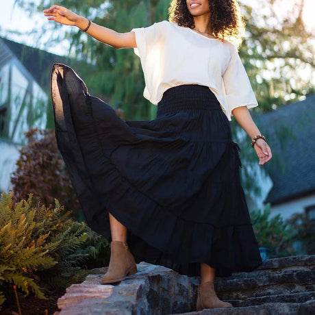 Flower's Cotton Maxi Skirt